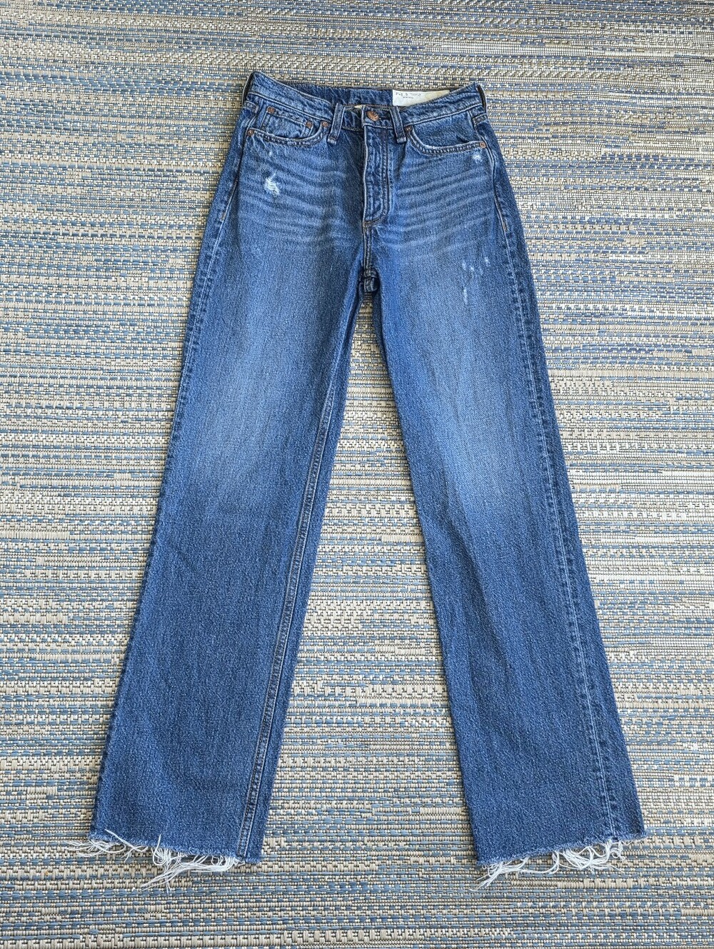 Rag & Bone Alex High Rise Straight Jeans Size 24 in Ash Raw Frayed Hem Denim